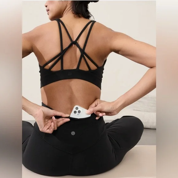 NWT Athleta Elation high rise Wide-Leg Black Leggings for Yoga and Fitness MT - Picture 10 of 11